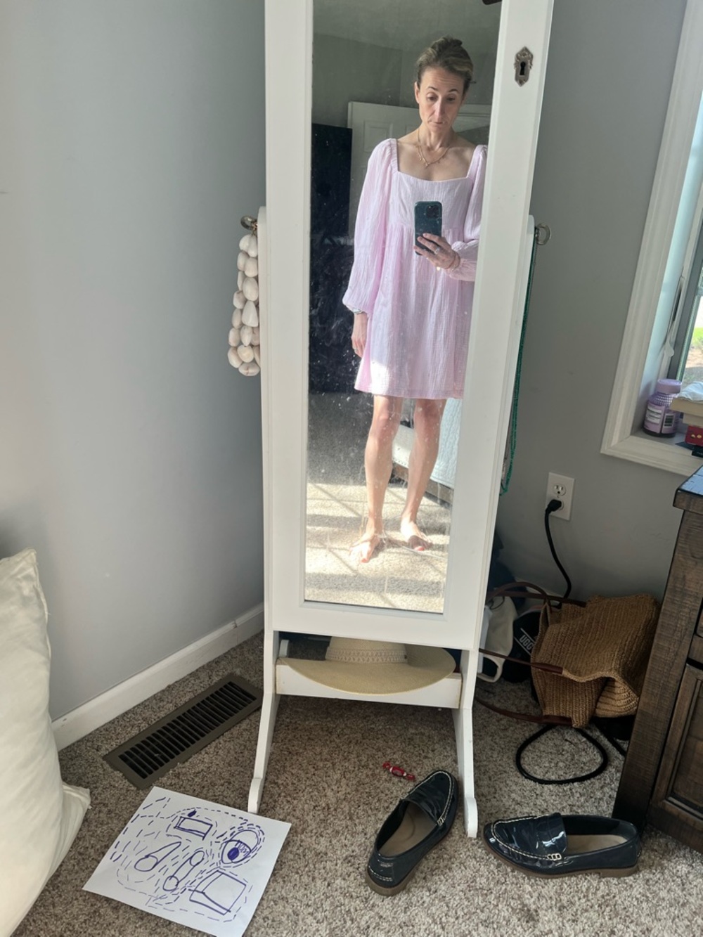 Light Pink Square Neck Mini Dress